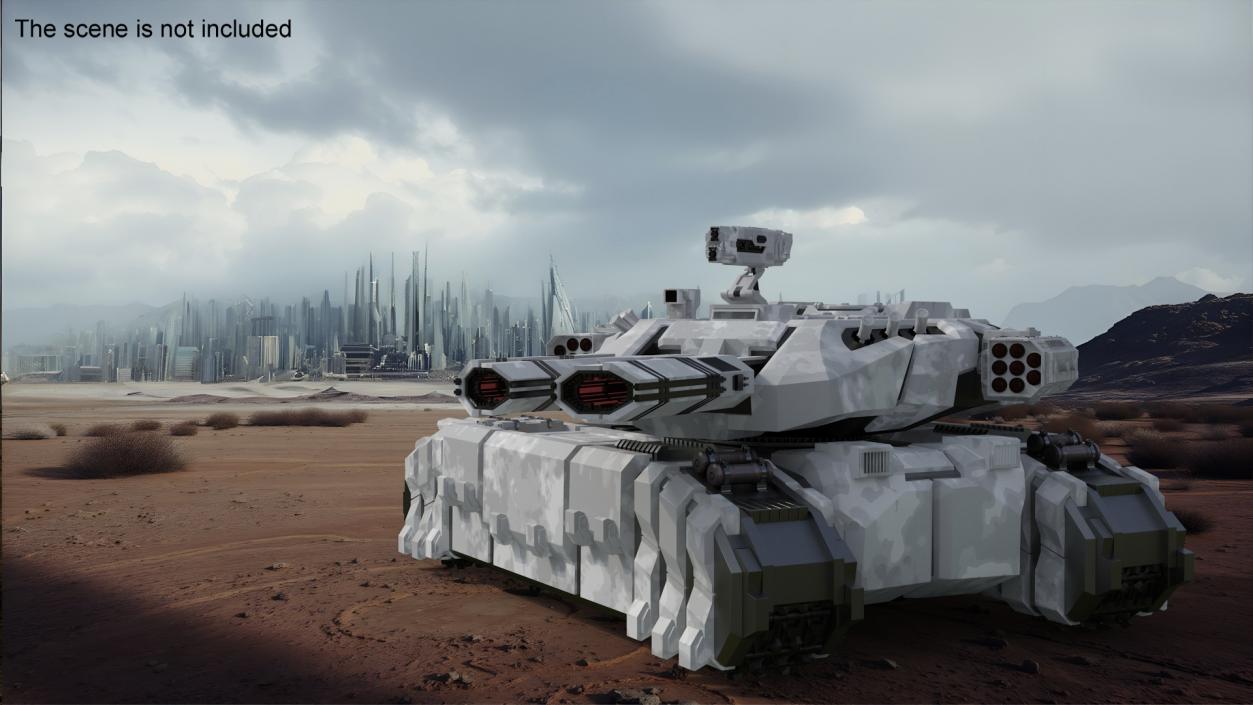 3D Futuristic Heavy Tank Winter Khaki Rigged