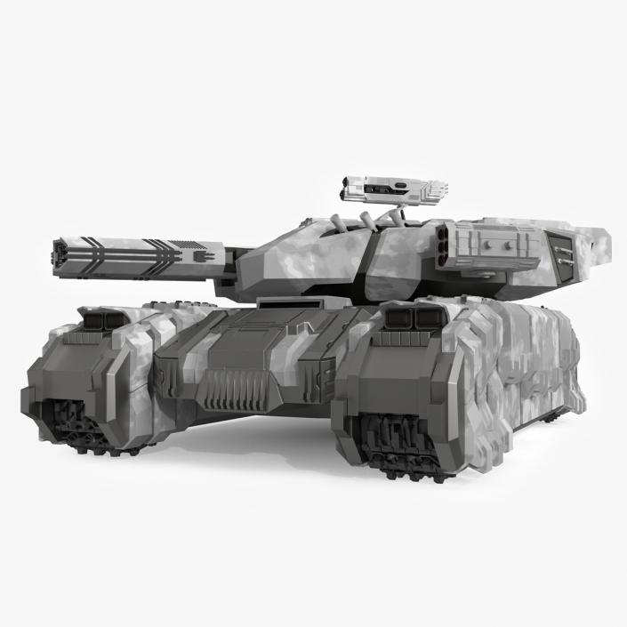 3D Futuristic Heavy Tank Winter Khaki Rigged