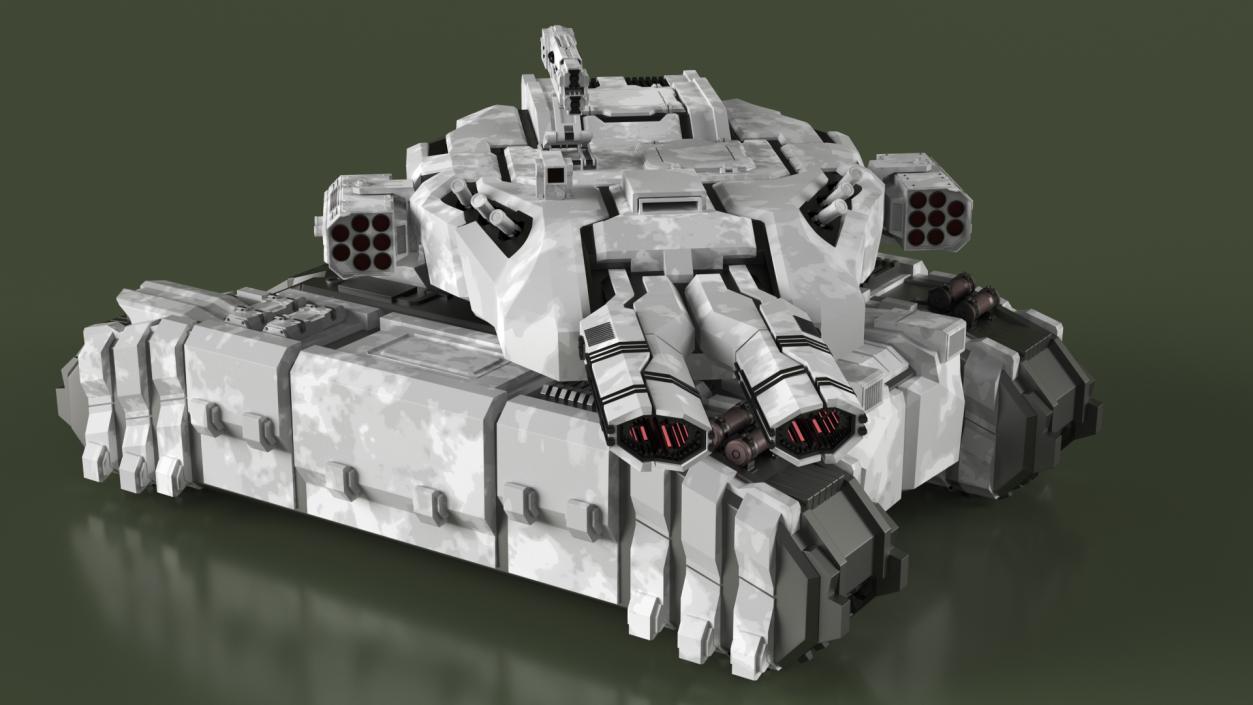 3D Futuristic Heavy Tank Winter Khaki Rigged