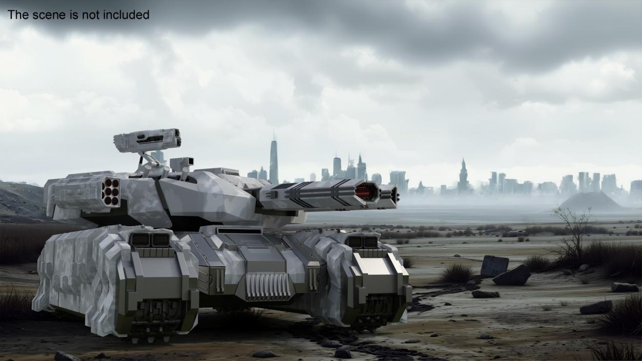 3D Futuristic Heavy Tank Winter Khaki Rigged