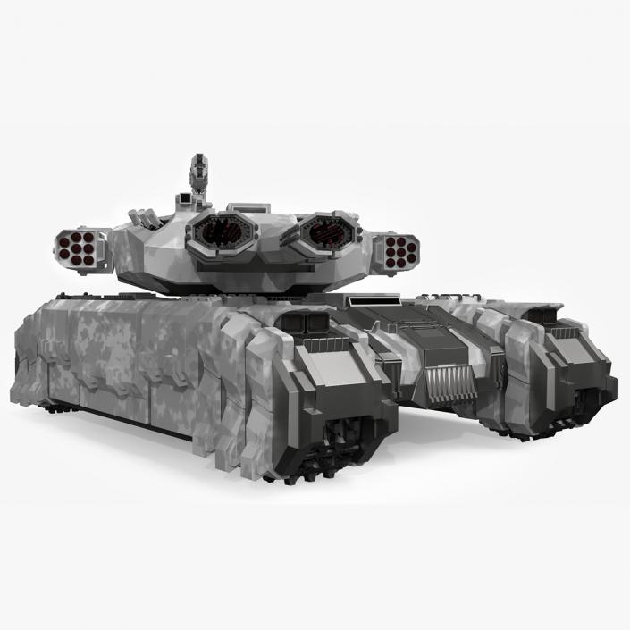 3D Futuristic Heavy Tank Winter Khaki Rigged