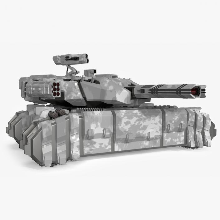 3D Futuristic Heavy Tank Winter Khaki Rigged