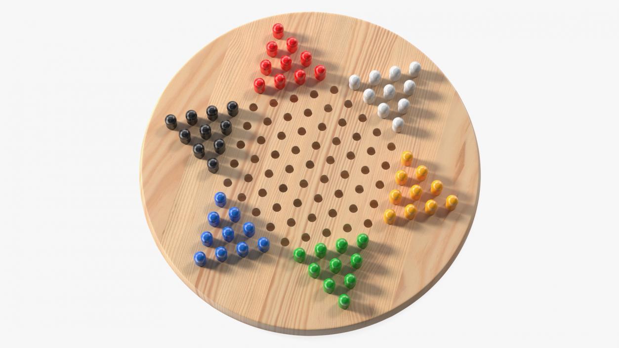 3D Chinese Checkers Game with Wooden Pegs model