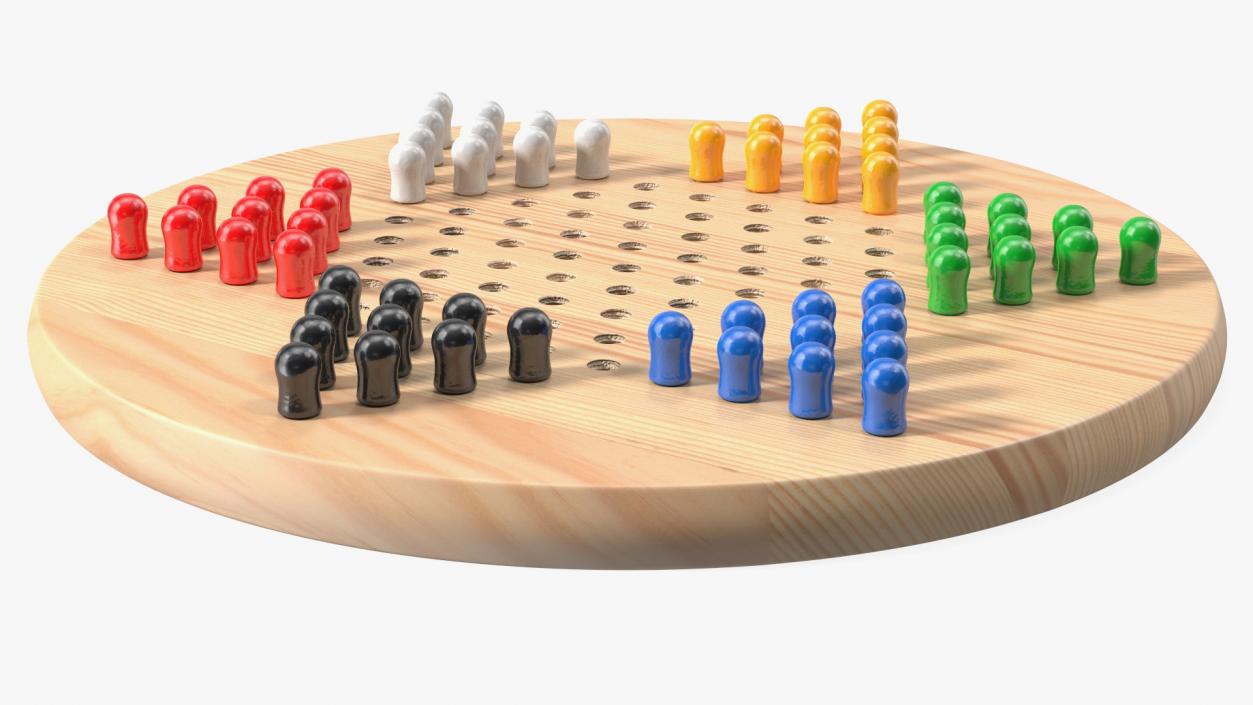 3D Chinese Checkers Game with Wooden Pegs model