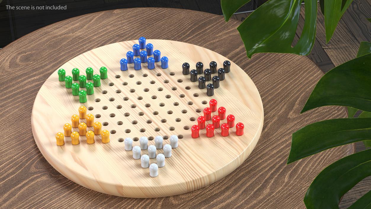 3D Chinese Checkers Game with Wooden Pegs model