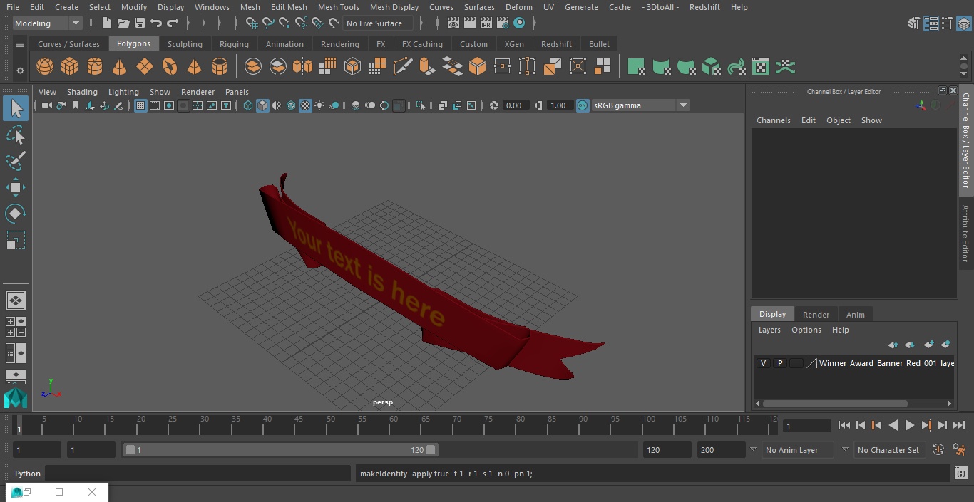 3D Winner Award Banner Red model