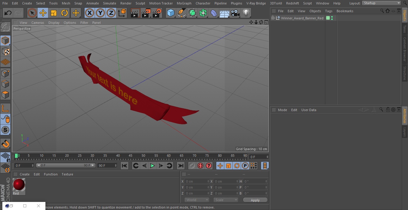 3D Winner Award Banner Red model