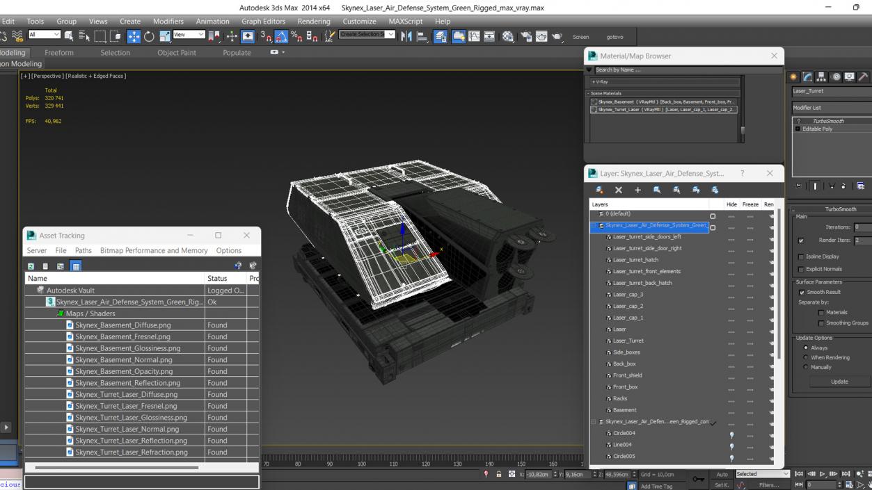 Skynex Laser Air Defense System Green Rigged 3D model