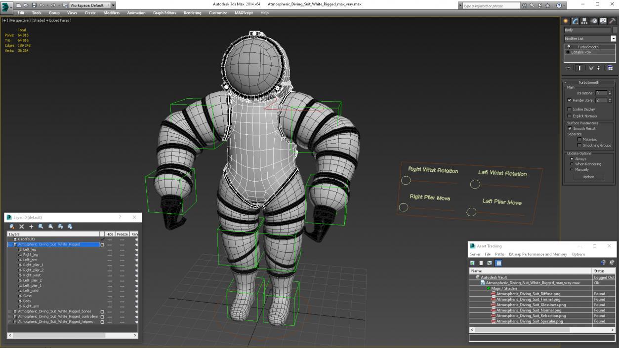 Atmospheric Diving Suit White Rigged for Maya 2 3D