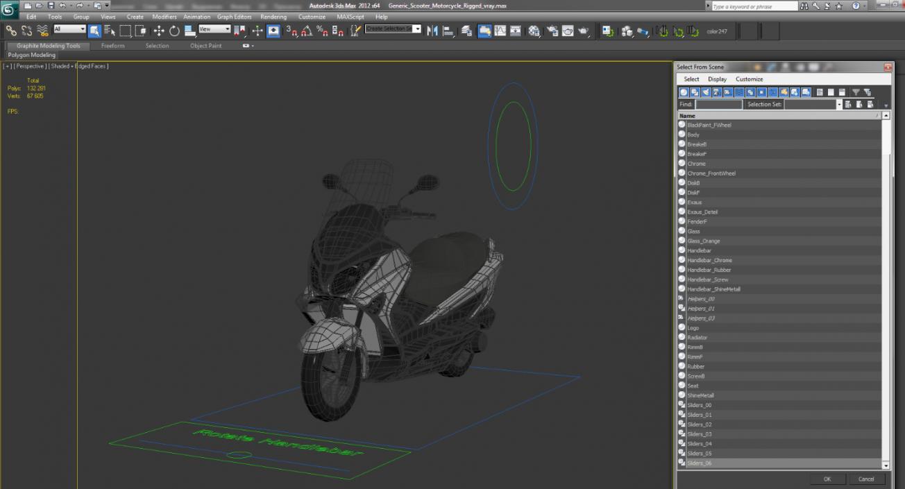 3D Generic Scooter Motorcycle Rigged model