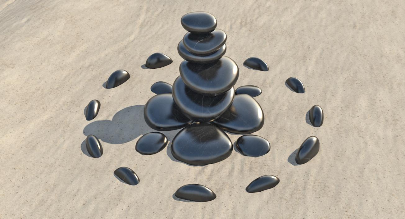 Black Zen Stones Pyramid 3D model