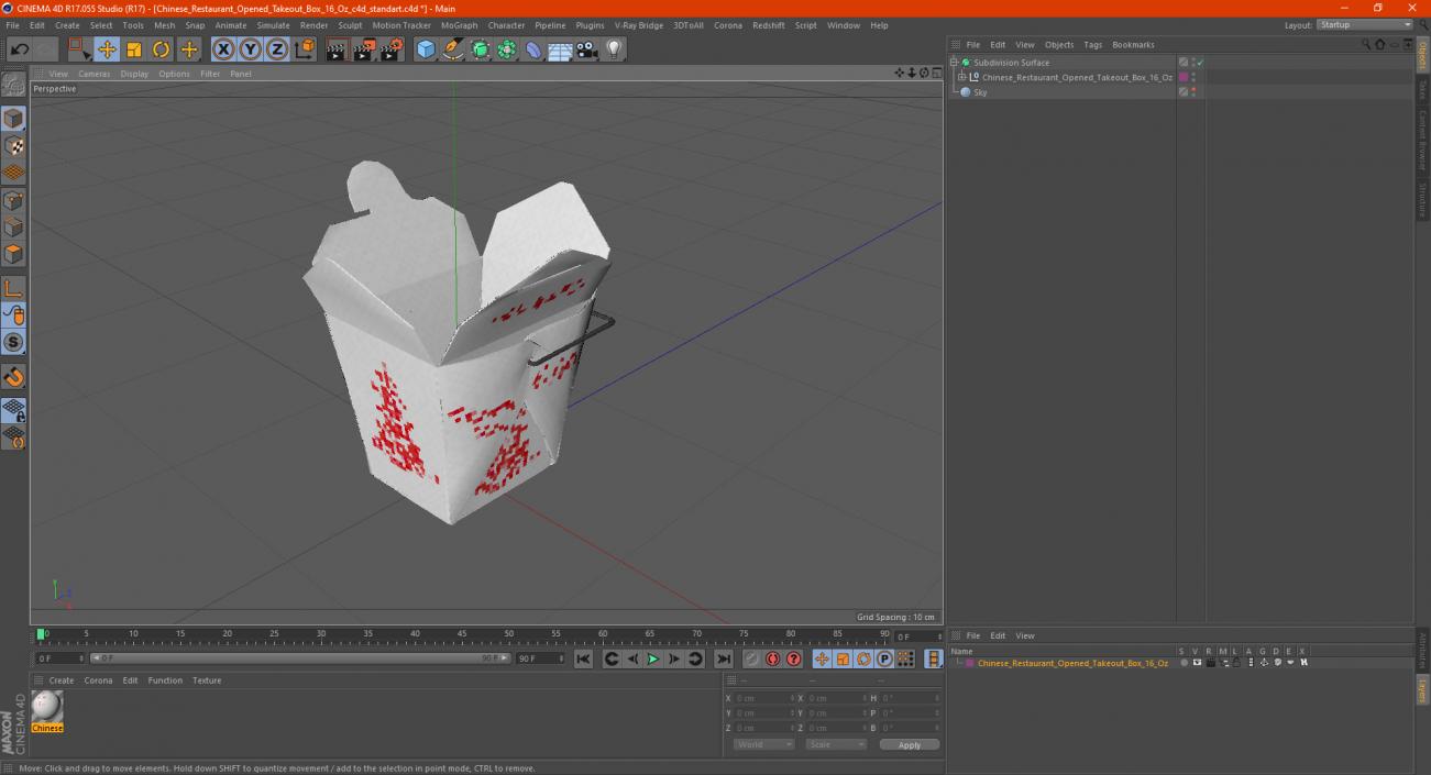 3D Chinese Restaurant Opened Takeout Box 16 Oz model