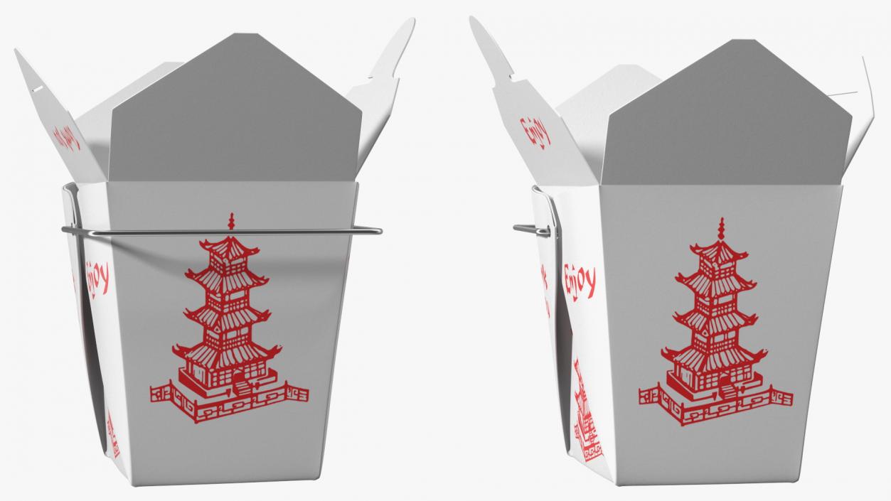 3D Chinese Restaurant Opened Takeout Box 16 Oz model