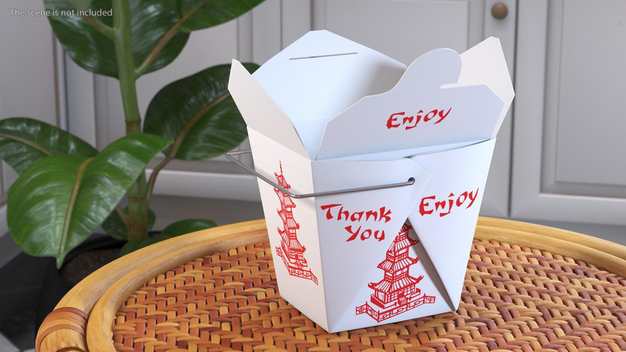 3D Chinese Restaurant Opened Takeout Box 16 Oz model