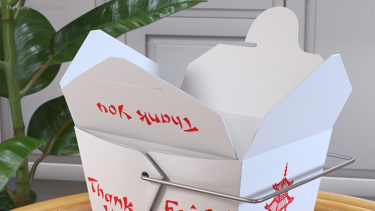 3D Chinese Restaurant Opened Takeout Box 16 Oz model