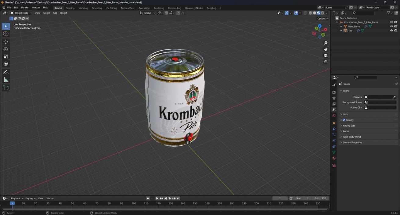 3D model Krombacher Beer 5 Liter Barrel