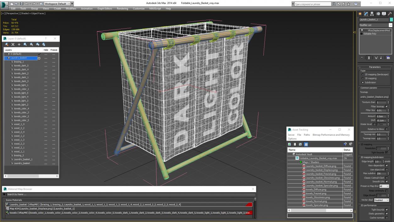 3D Foldable Laundry Basket model