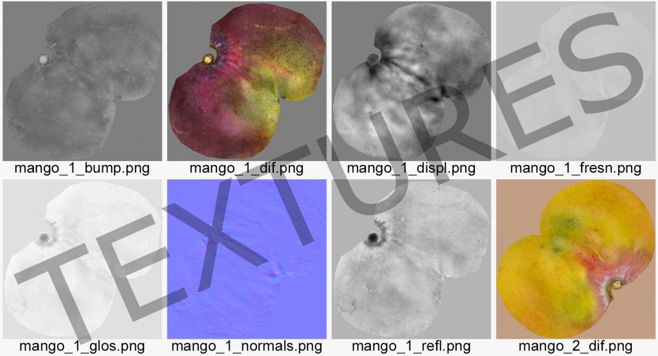 3D Mango Fruits Set