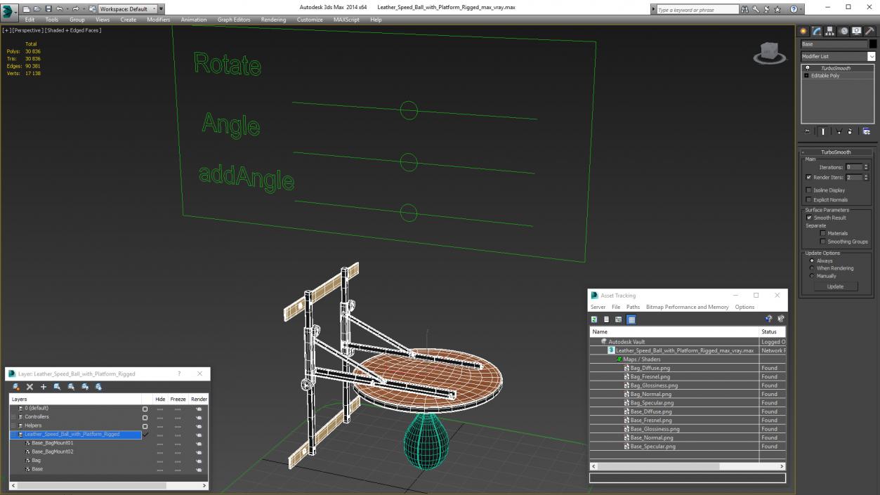 Leather Speed Ball with Platform Rigged 3D model