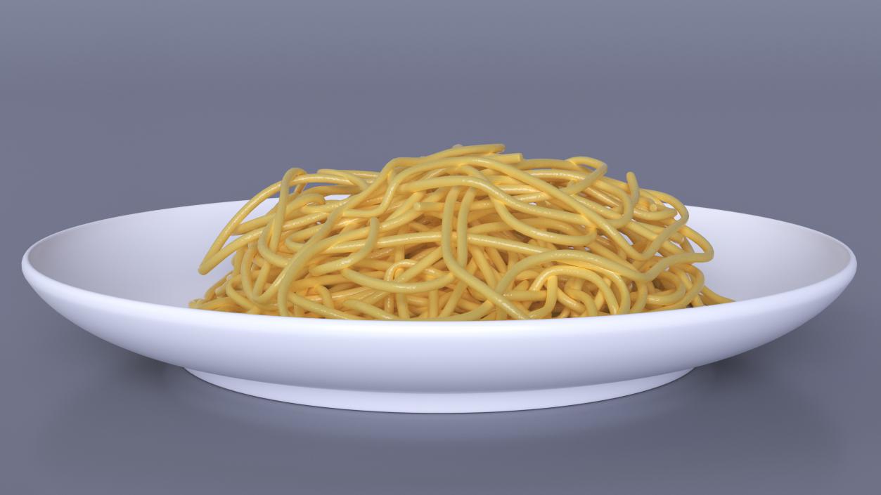 3D model Plate of Cooked Spaghetti