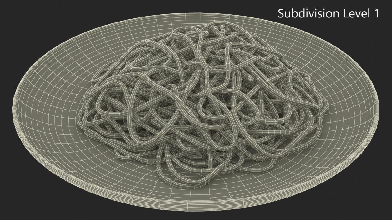 3D model Plate of Cooked Spaghetti