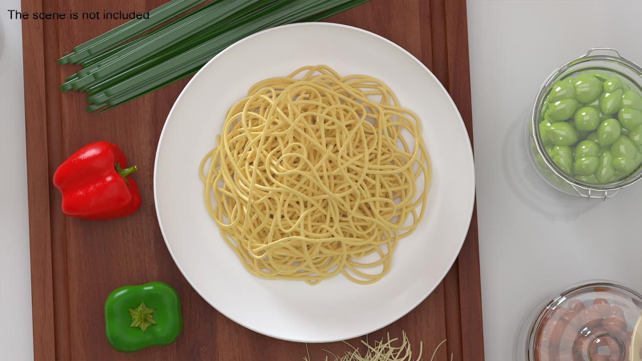 3D model Plate of Cooked Spaghetti