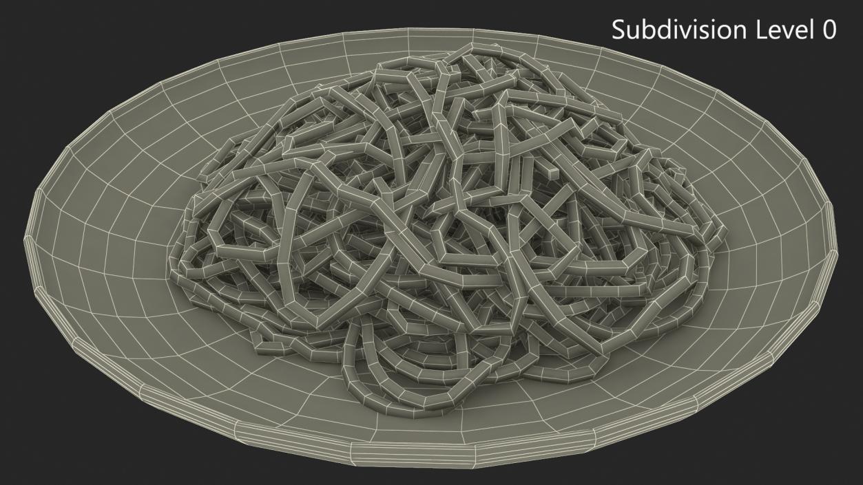 3D model Plate of Cooked Spaghetti