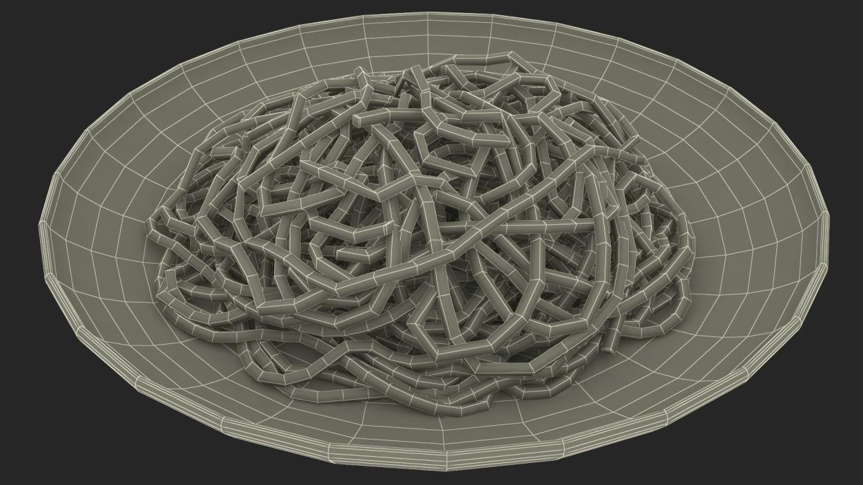 3D model Plate of Cooked Spaghetti