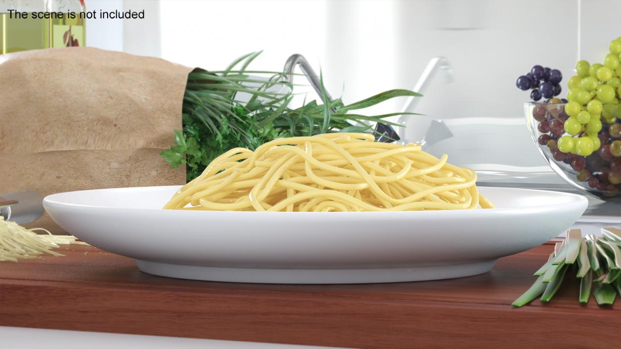 3D model Plate of Cooked Spaghetti