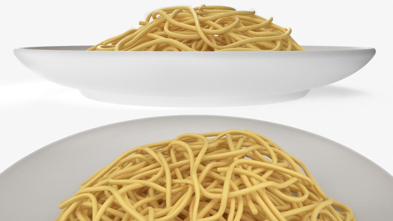 3D model Plate of Cooked Spaghetti