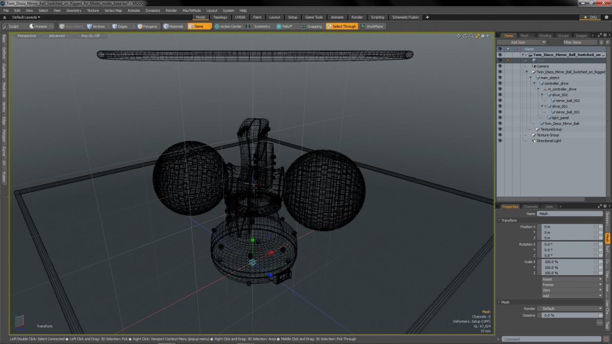 3D model Twin Disco Mirror Ball Switched on Rigged for Modo