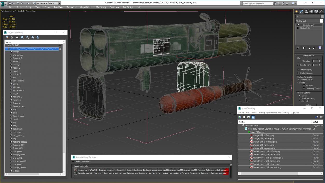 Incendiary Rocket Launcher M202A1 FLASH Set Dusty 3D model