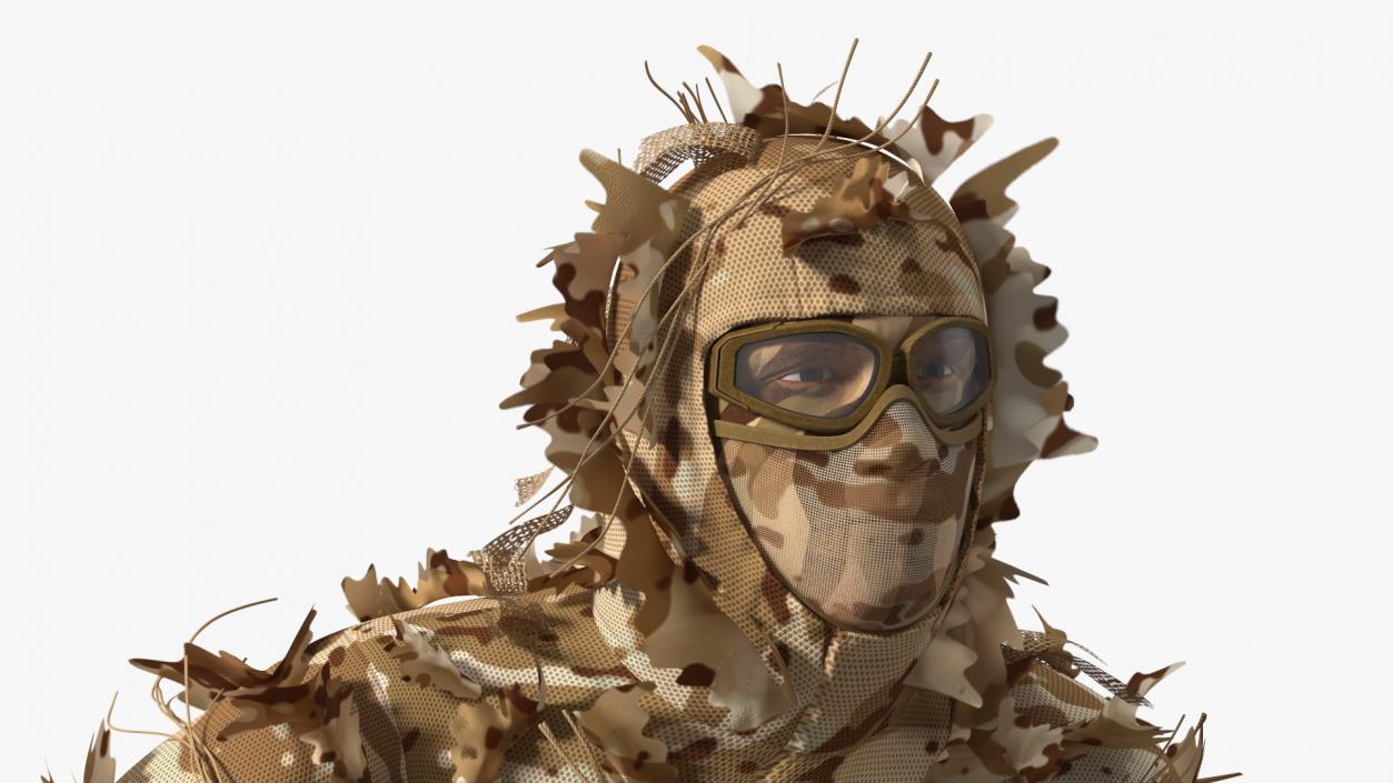 Soldier with Weapon in Desert Camo 3D model