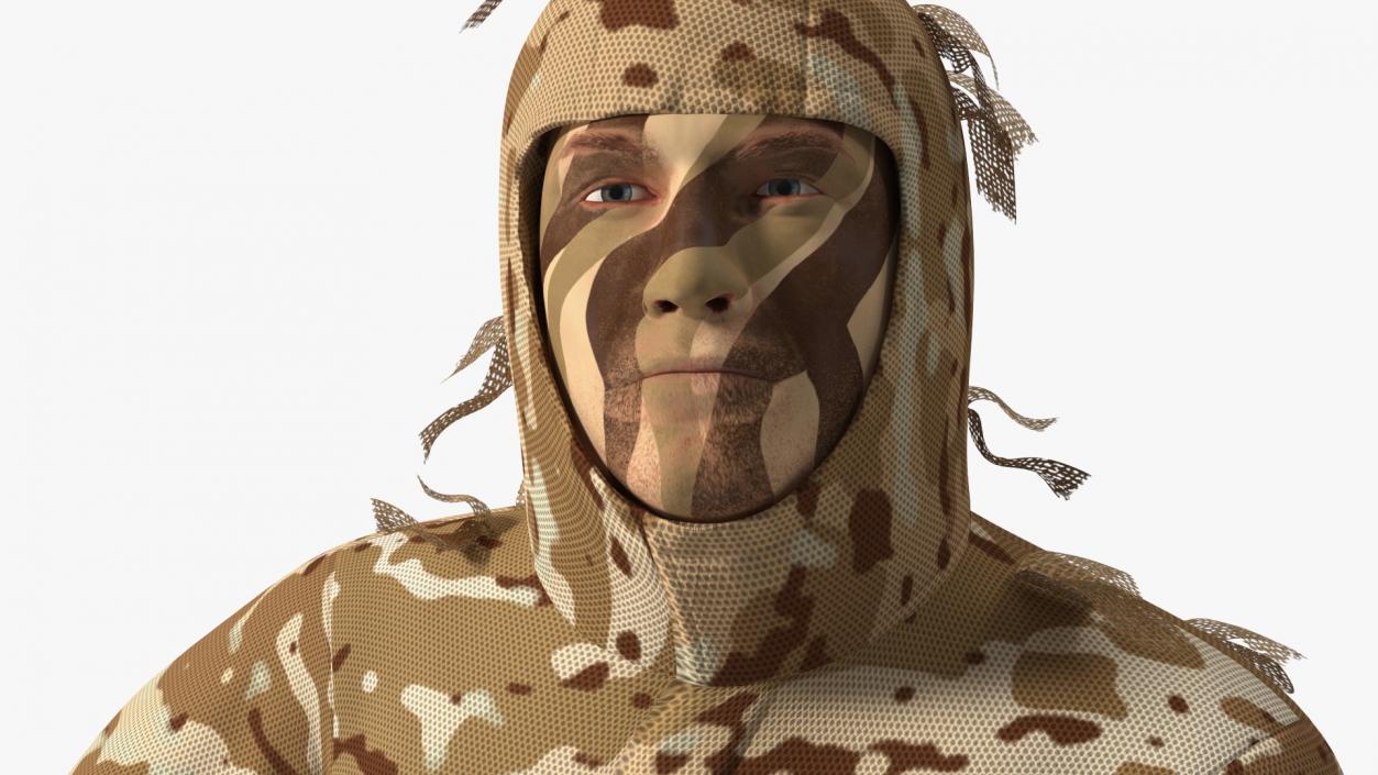 Soldier with Weapon in Desert Camo 3D model