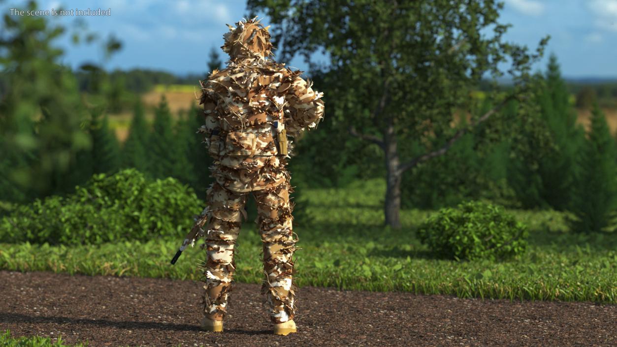 Soldier with Weapon in Desert Camo 3D model