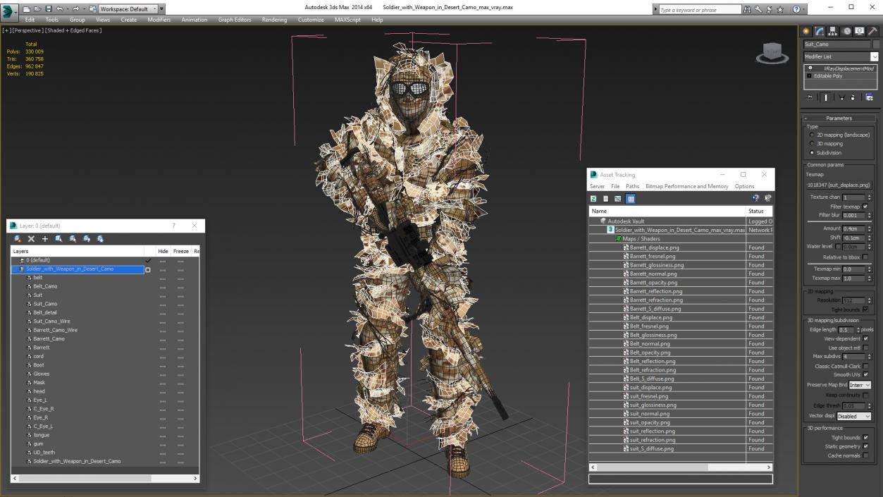 Soldier with Weapon in Desert Camo 3D model