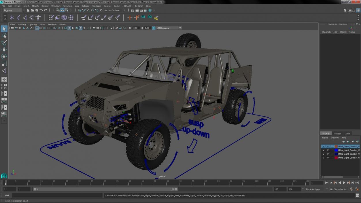 Ultra Light Combat Vehicle Rigged for Maya 3D