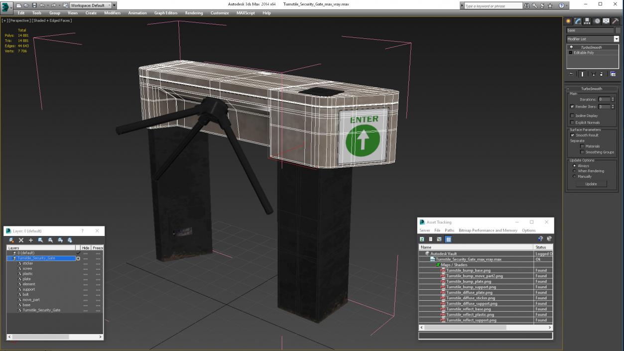 3D Turnstile Security Gate model