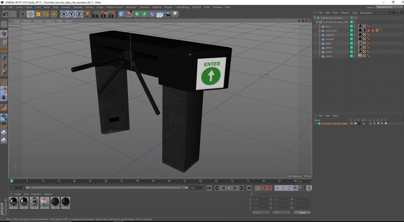 3D Turnstile Security Gate model