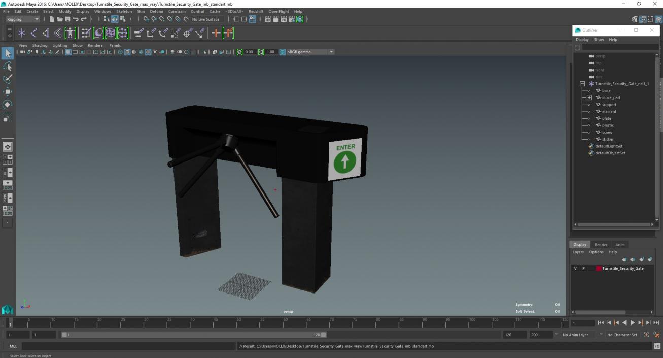 3D Turnstile Security Gate model