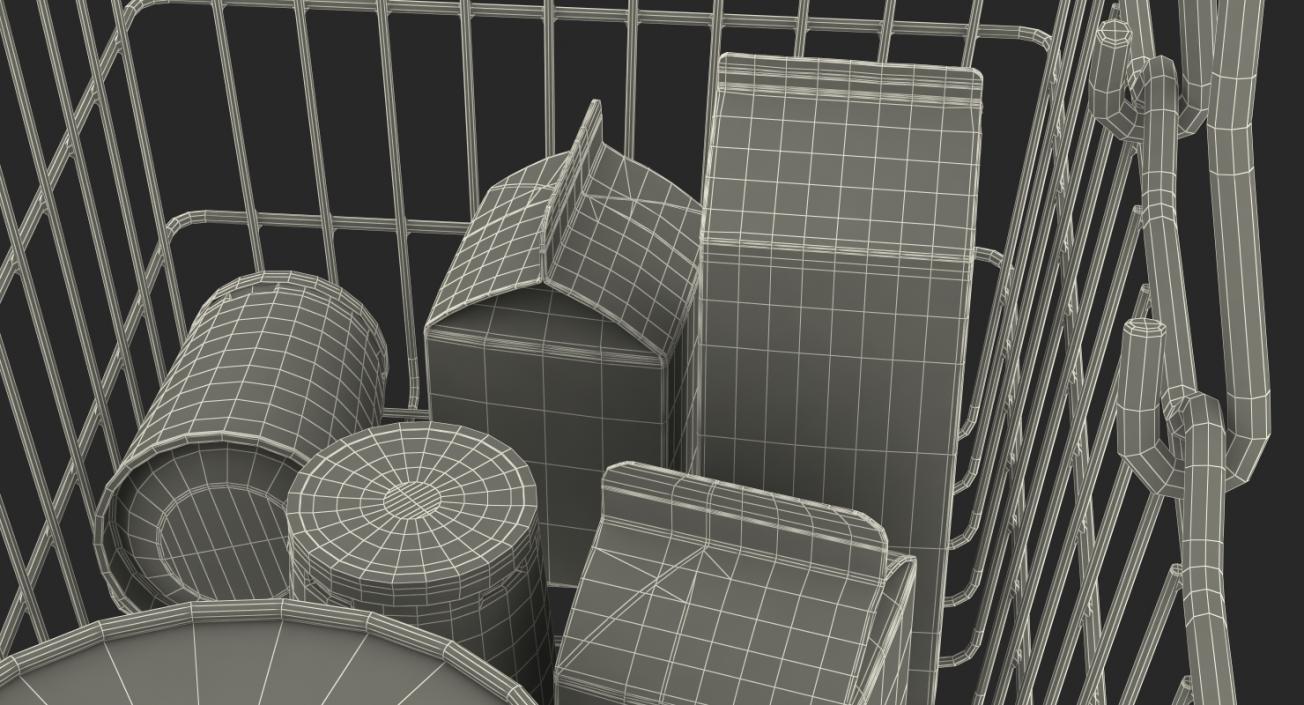 Metal Shopping Basket Filled with Goods 3D model