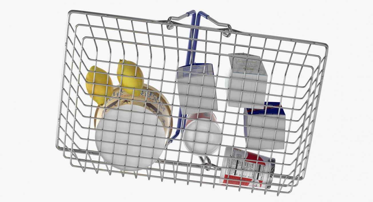 Metal Shopping Basket Filled with Goods 3D model