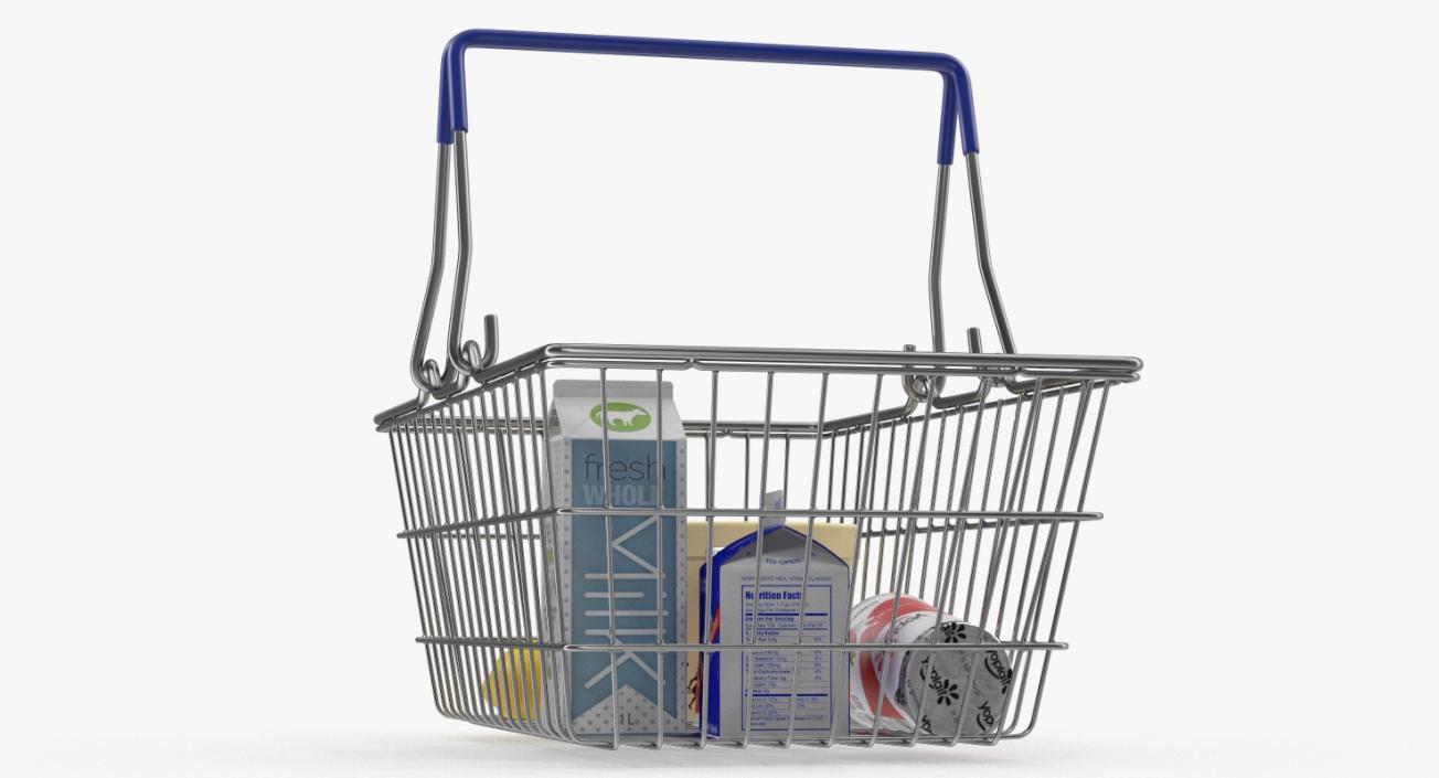 Metal Shopping Basket Filled with Goods 3D model