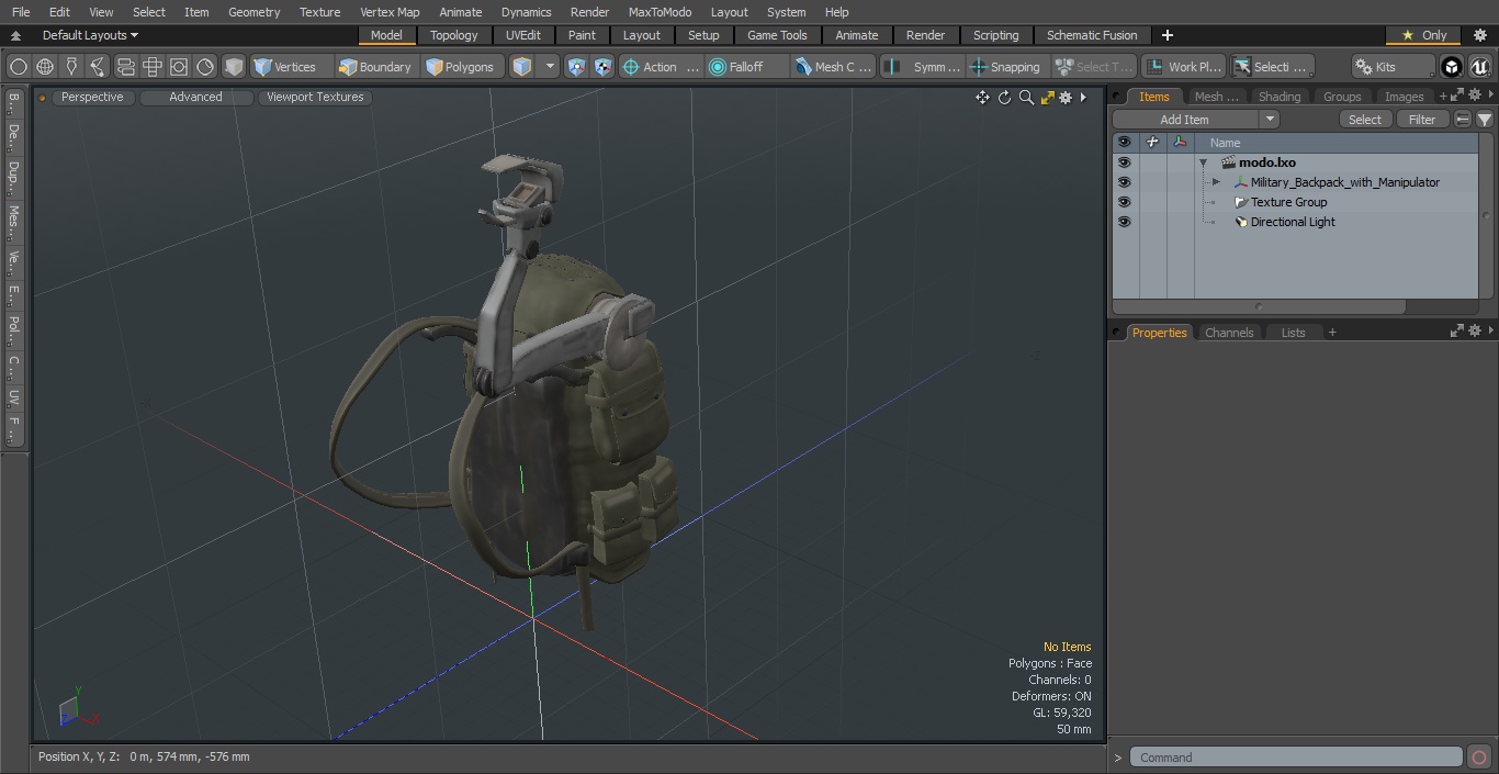 Military Backpack with Manipulator 3D model