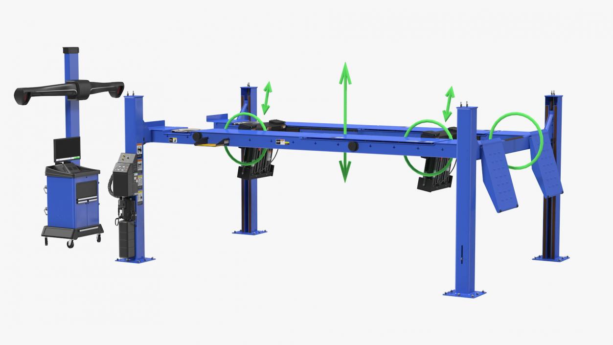 Wheel Aligner Car Equipment Generic with Lift Rigged 3D