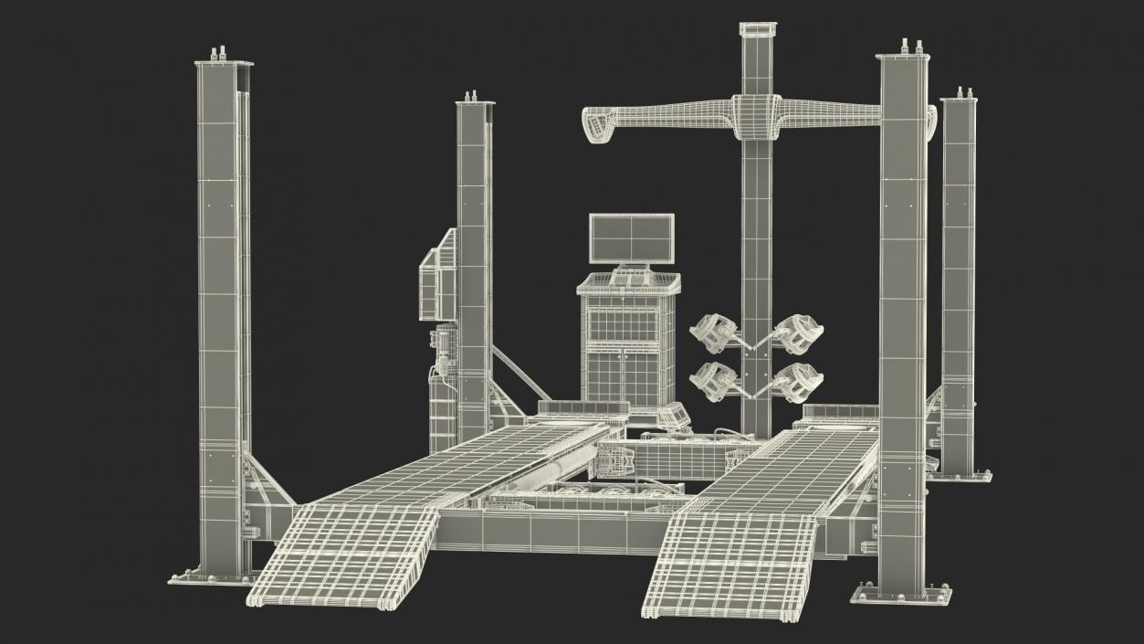 Wheel Aligner Car Equipment Generic with Lift Rigged 3D