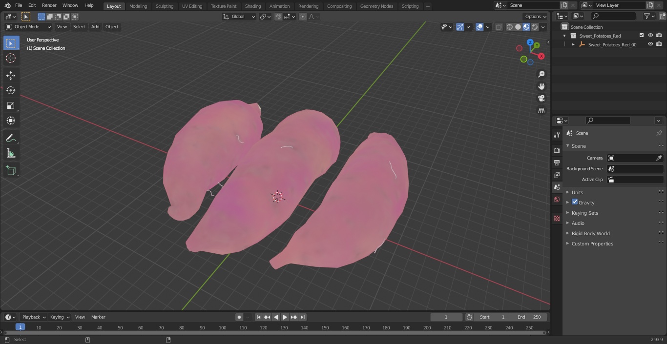 3D Sweet Potatoes Red model