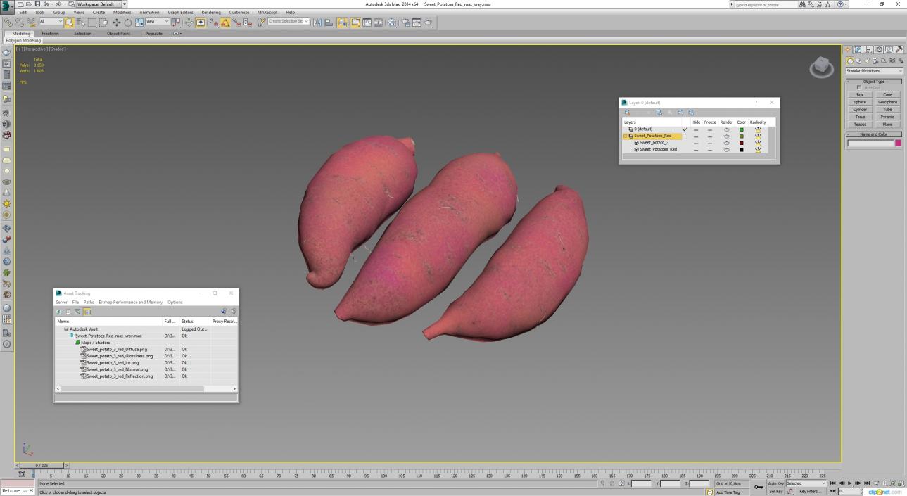 3D Sweet Potatoes Red model