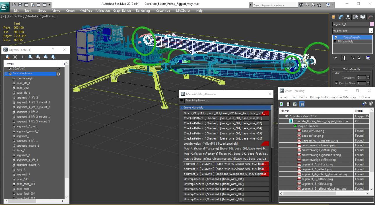 3D model Concrete Boom Pump Rigged