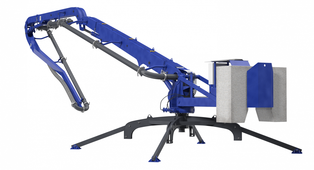 3D model Concrete Boom Pump Rigged